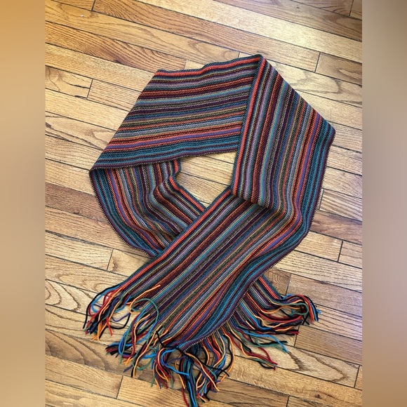 Johnston’s striped Scottish Wool Scarf - Picture 1 of 14